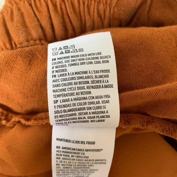 American Eagle Burnt Orange Paper Bag Waist Linen Blend Pants - Size Medium - Picture 8 of 9